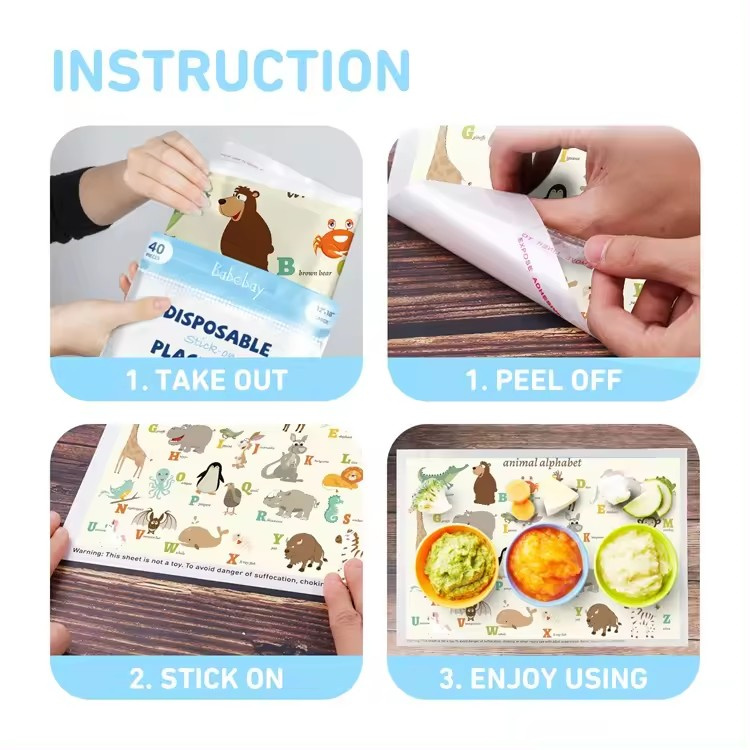 Place Disposable Stick-On Baby Placemats Mats