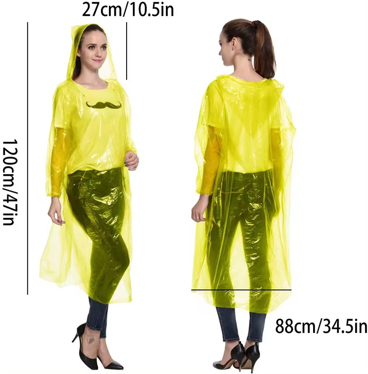 Plastic Clear Raincoat Disposable Rain Poncho