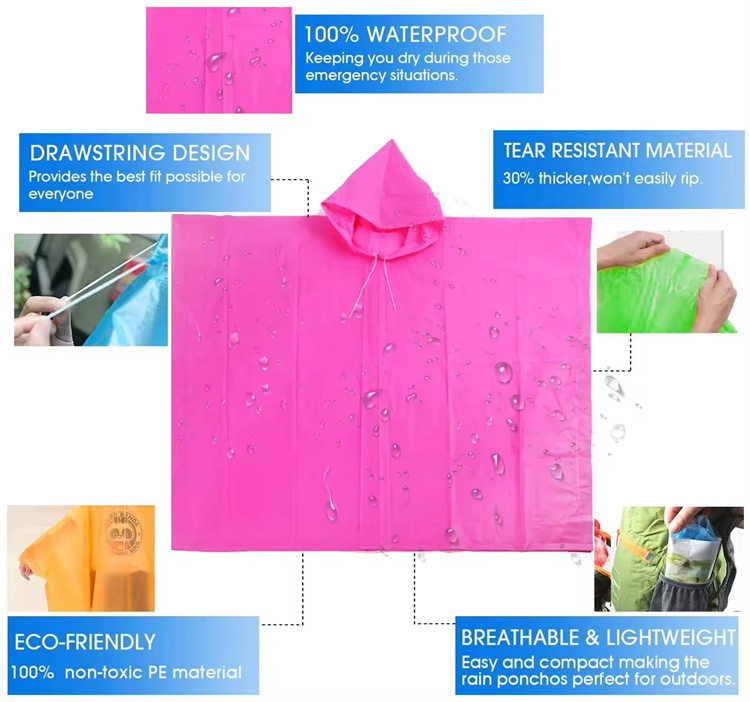 Plastic Waterproof Emergency Rain Coat Poncho